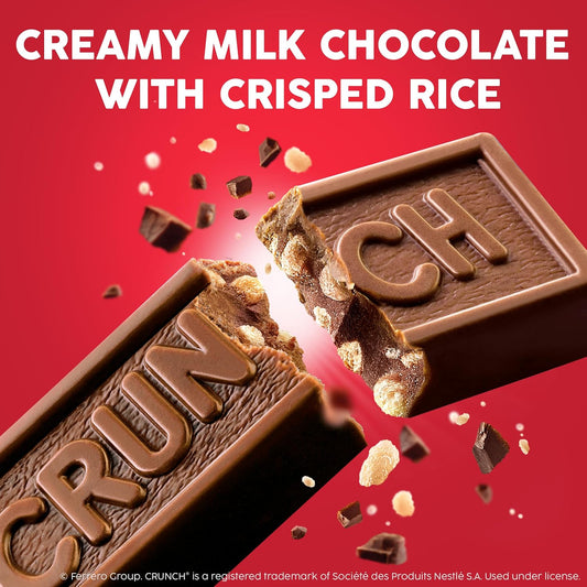 CRUNCH Full-Size Candy Bar, Creamy Milk Chocolate with Crunchy Crisped Rice, 36 Individually Wrapped Bars