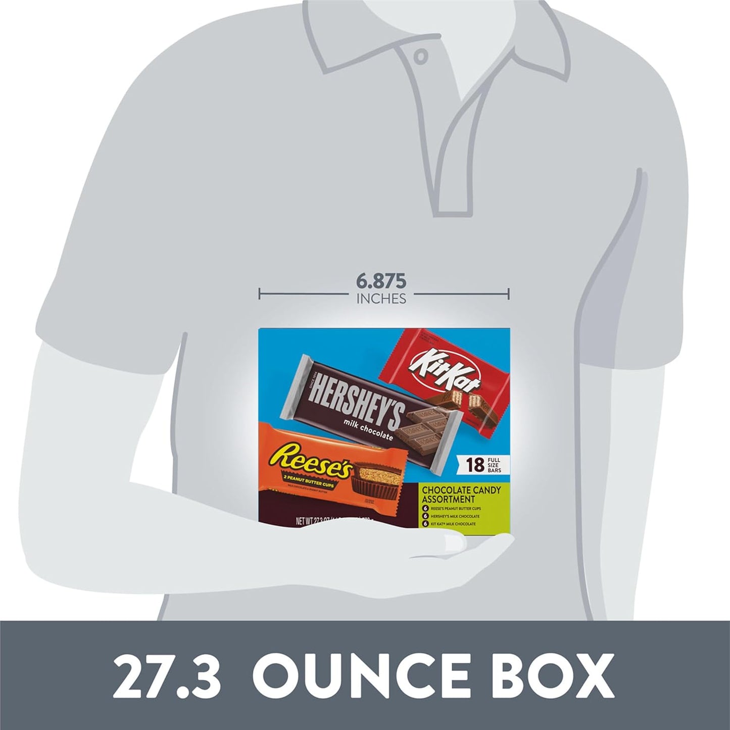 HERSHEY'S, KIT KAT and REESE'S Assorted Milk Chocolate Candy Variety Box (18 Pieces)