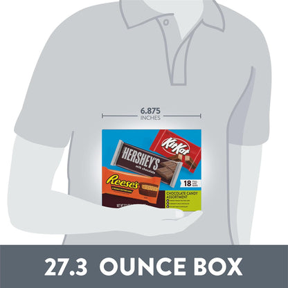 HERSHEY'S, KIT KAT and REESE'S Assorted Milk Chocolate Candy Variety Box (18 Pieces)