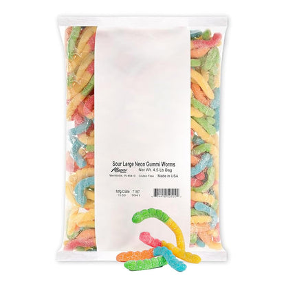 Albanese Candy, Sour Large Neon Gummi Worms, 4.5-Pound Bag