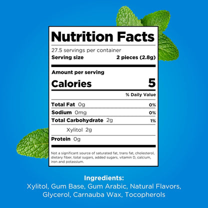 PUR Gum | Aspartame Free Chewing Gum | 100% Xylitol | Natural Peppermint Flavored Gum, 55 Pieces (Pack of 1)