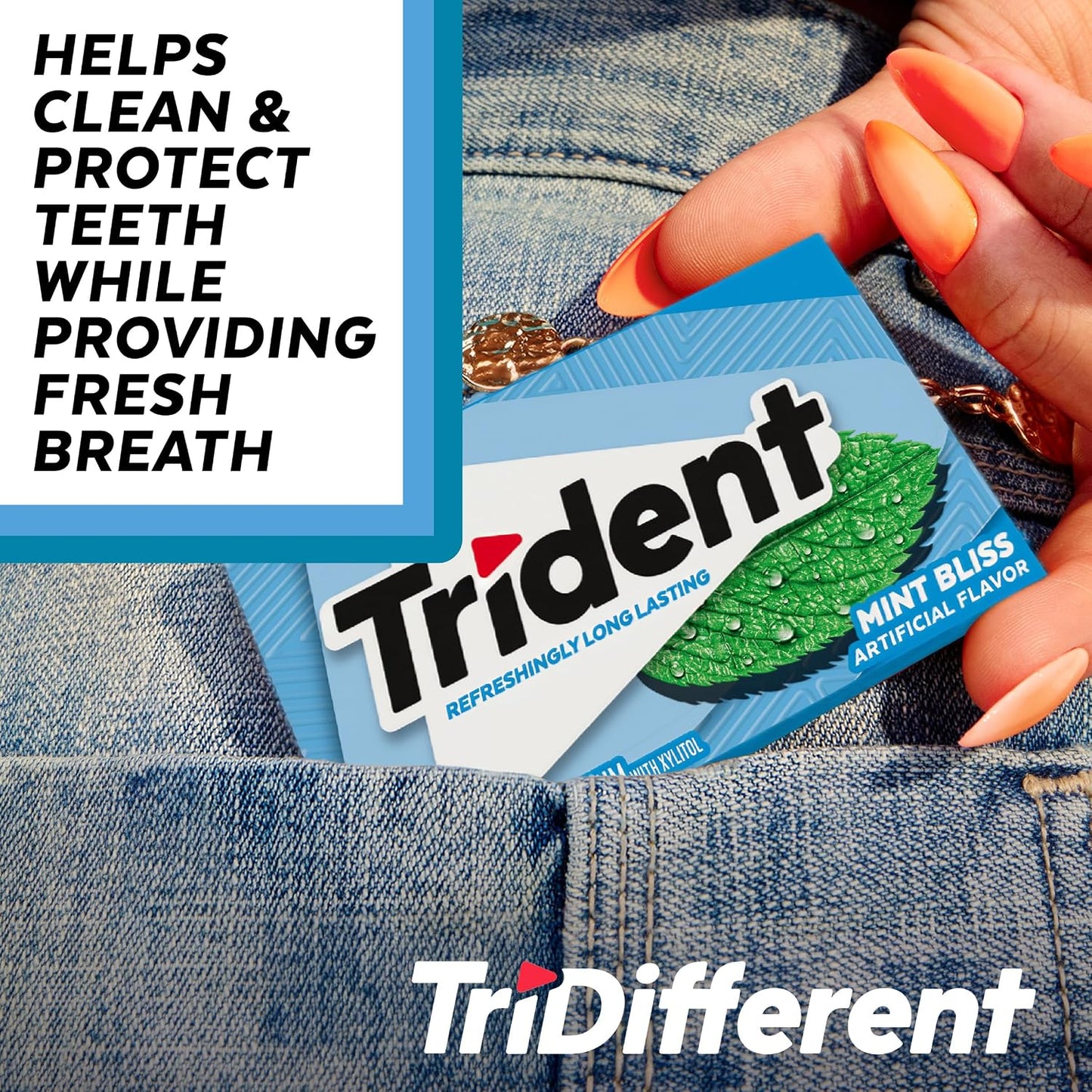 Trident Mint Bliss Sugar Free Gum, 12 Packs of 14 Pieces (168 Total Pieces)