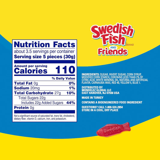 SWEDISH FISH and Friends Soft & Chewy Gummy Candy, Bulk Candy, 12-3.59 Oz Bags