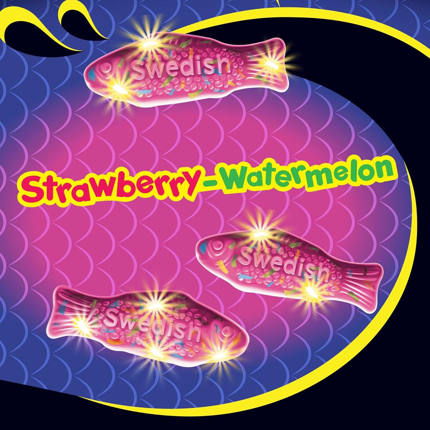 SWEDISH FISH Mini Glow Ups Strawberry-Watermelon Soft & Chewy Gummy Candy, 12-3.08 Oz Bags