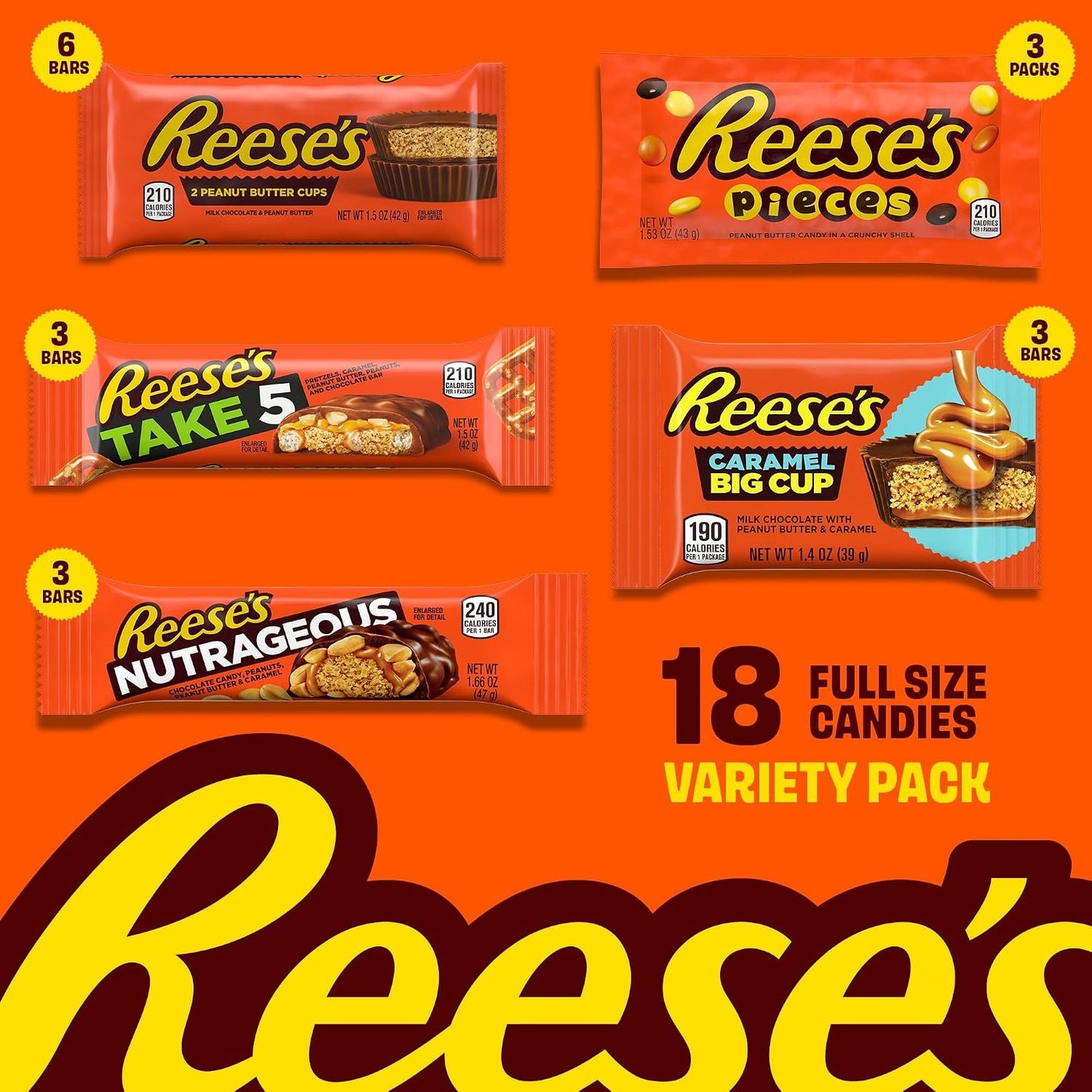 REESE'S Assorted Peanut Butter Candy Variety Pack, 27.2 Oz, 18 Ct