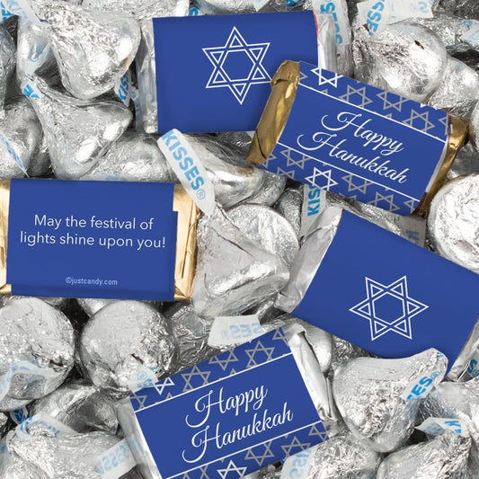 124 Pcs Hanukkah Candy Party Favors Hershey'S Miniatures & Kisses - Silver
