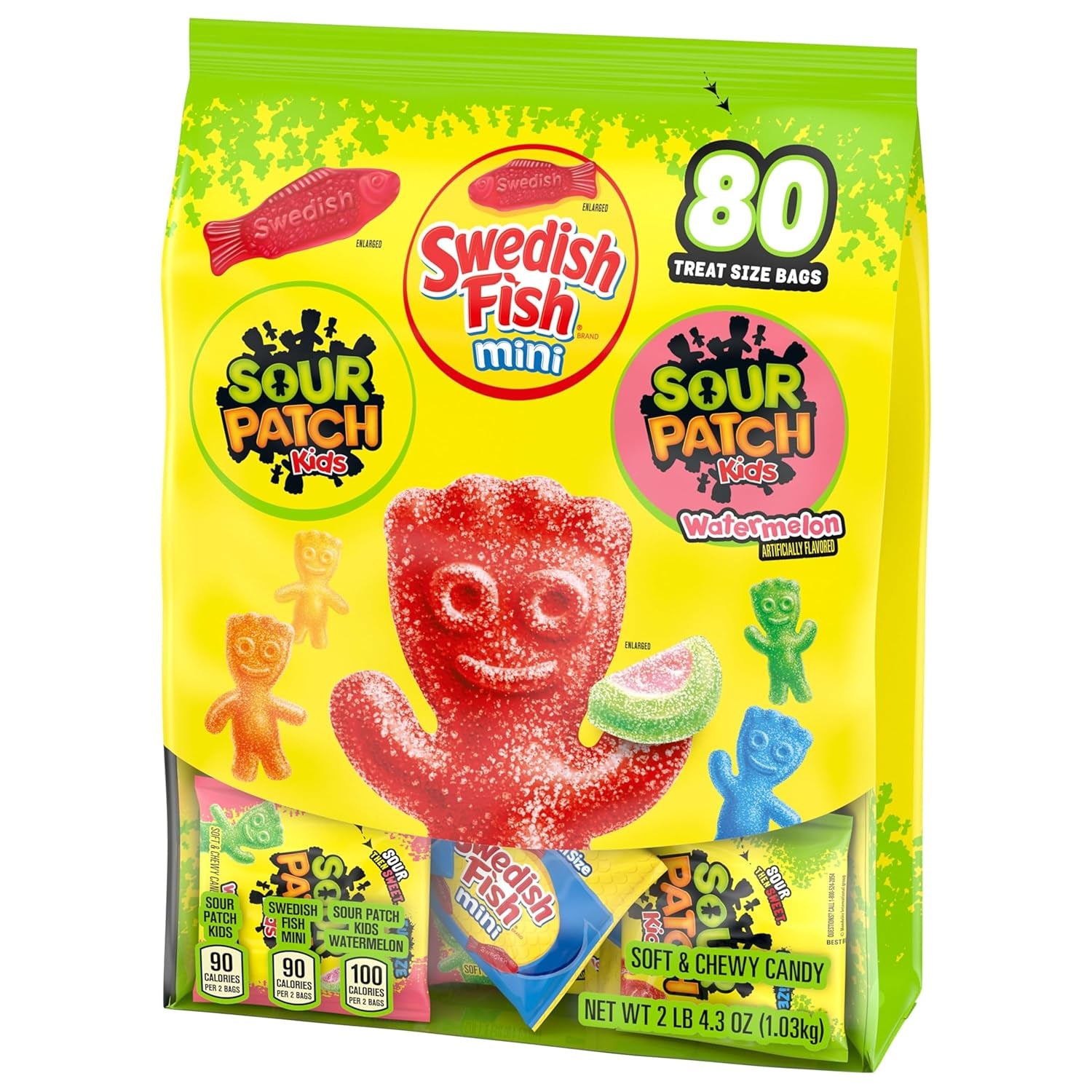 SOUR PATCH KIDS and SWEDISH FISH Mini Soft & Chewy Gummy Candy Variety Pack