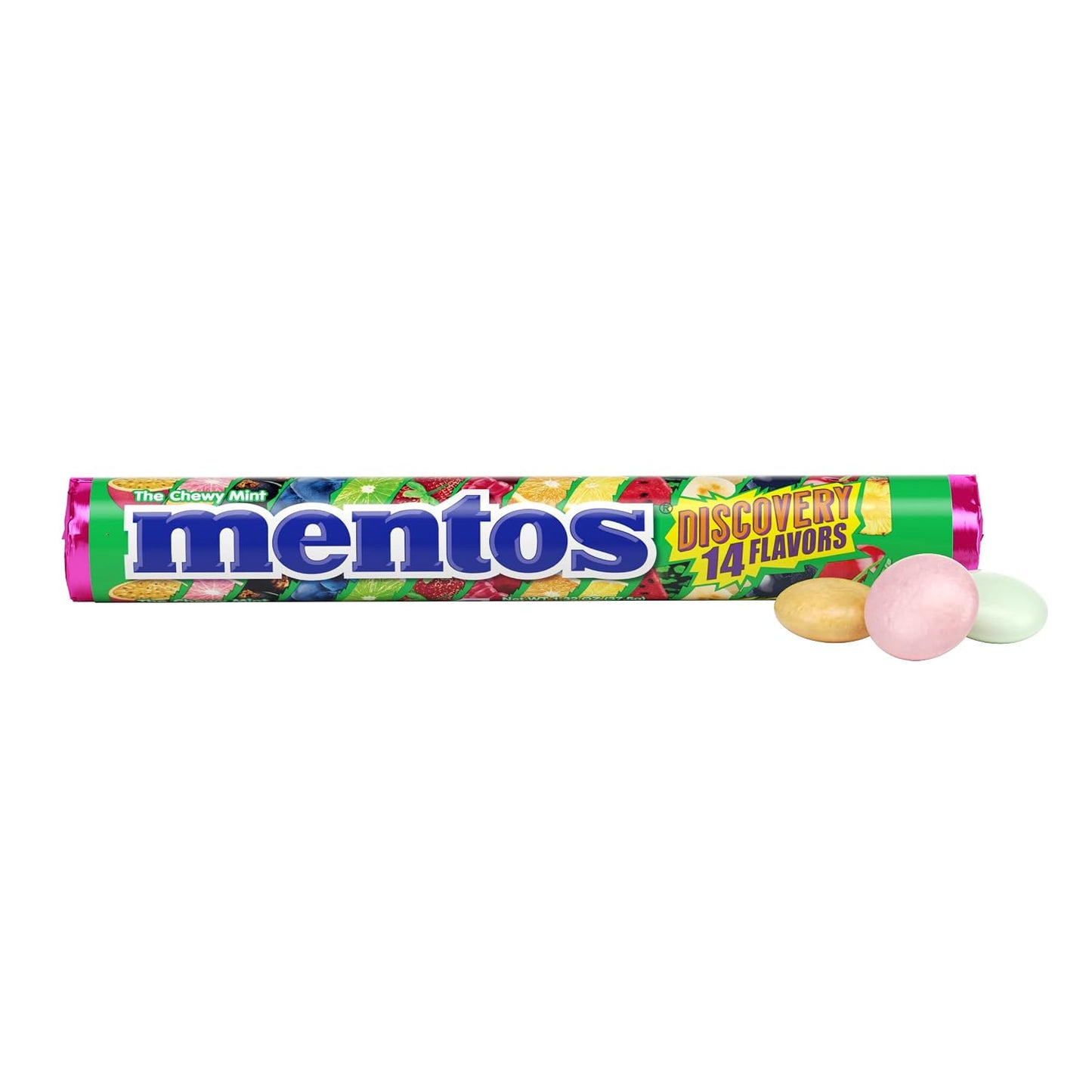 Mentos Chewy Mint Candy Roll, Discovery, 14 Pieces per Roll, 15 Count Pack