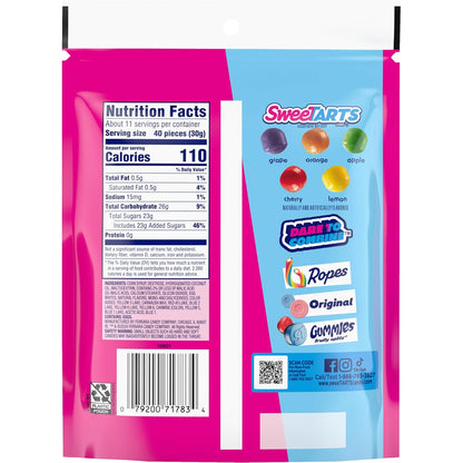 Sweetarts Mini Chewy Candy, Mixed Fruit Flavors (Cherry, Grape, Lemon, Apple & Orange), Sweet & Tart Chewy Candy, 12 Oz Bag