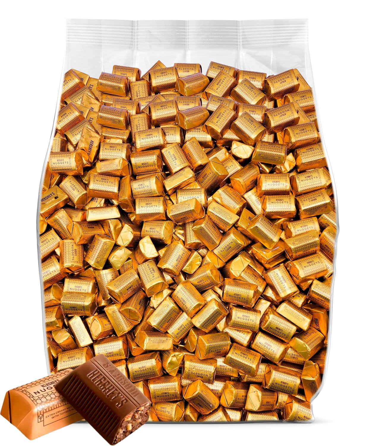 Nuggets Toffee and Almonds Bulk 90 Pieces – Individually Wrapped Extra Creamy Toffee and Almond Chocolate Candy Bulk – 2 Pounds