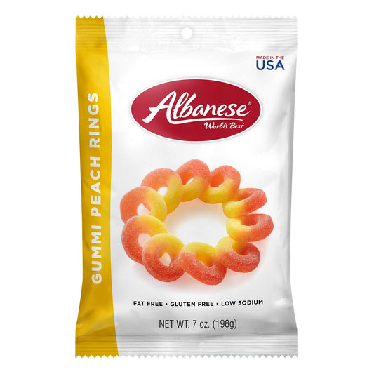 Albanese Candy, Gummi Peach Rings, 7-Ounce Bag, Pack of 12