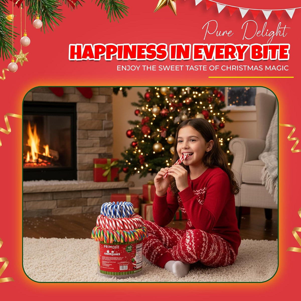 Christmas Candy Canes Assorted Flavors, Tutti Frutti, Blue & White Peppermint Sticks, Red Cherry Mix – 100 Count