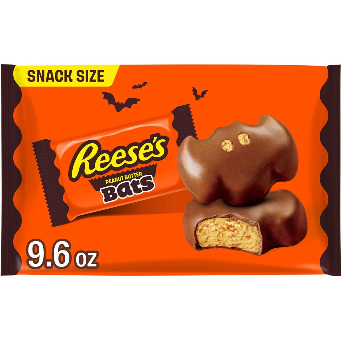 REESE'S Milk Chocolate Peanut Butter Snack Size Bats, Candy Bag, 9.6 Oz