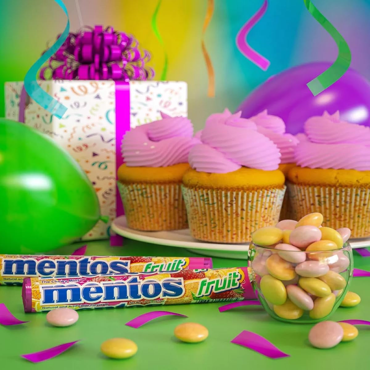 Mentos Fruit Chewy Mint Candy Roll, Mixed Fruit Flavors, 14 Pieces per Roll (Pack of 6) 