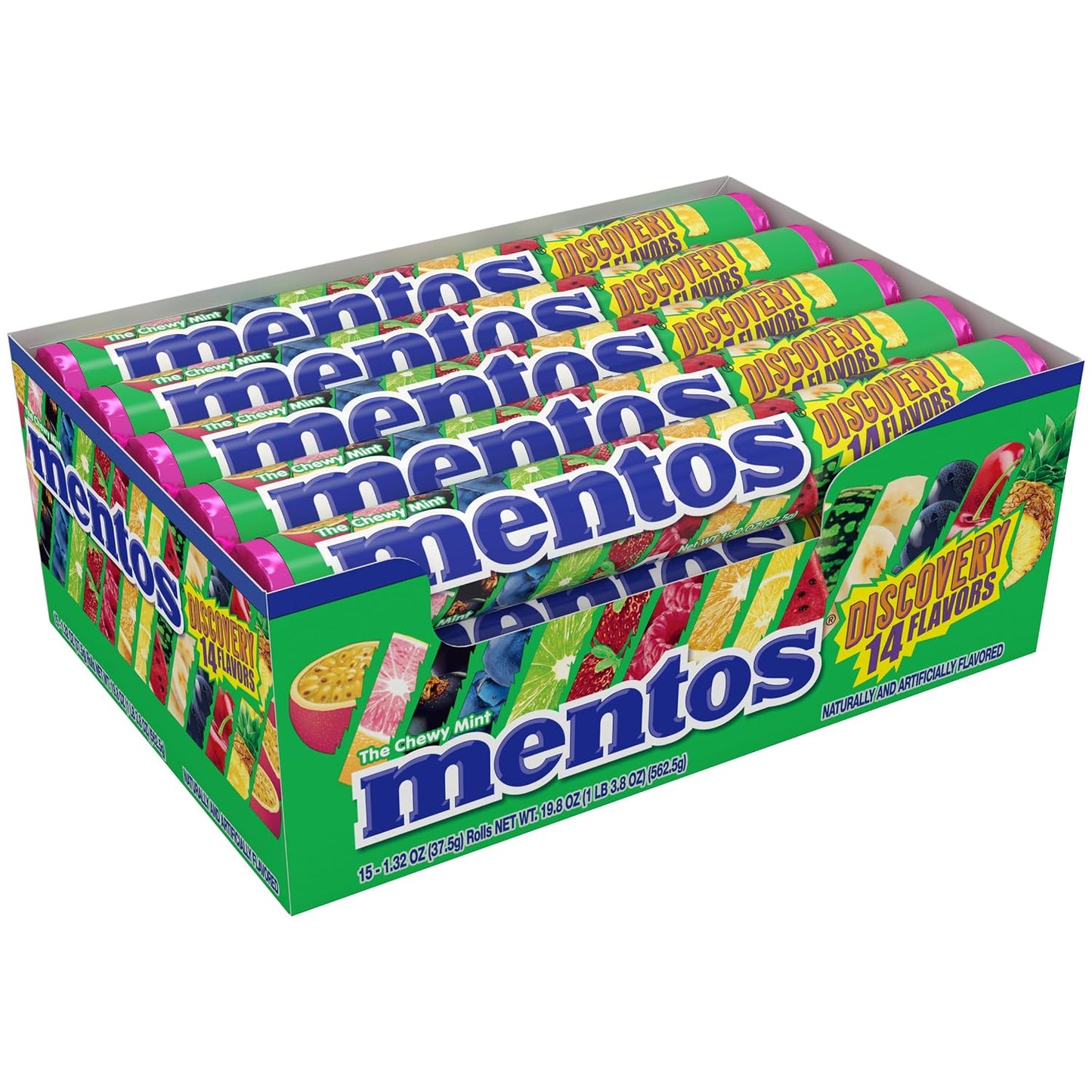 Mentos Chewy Mint Candy Roll, Discovery, 14 Pieces per Roll, 15 Count Pack