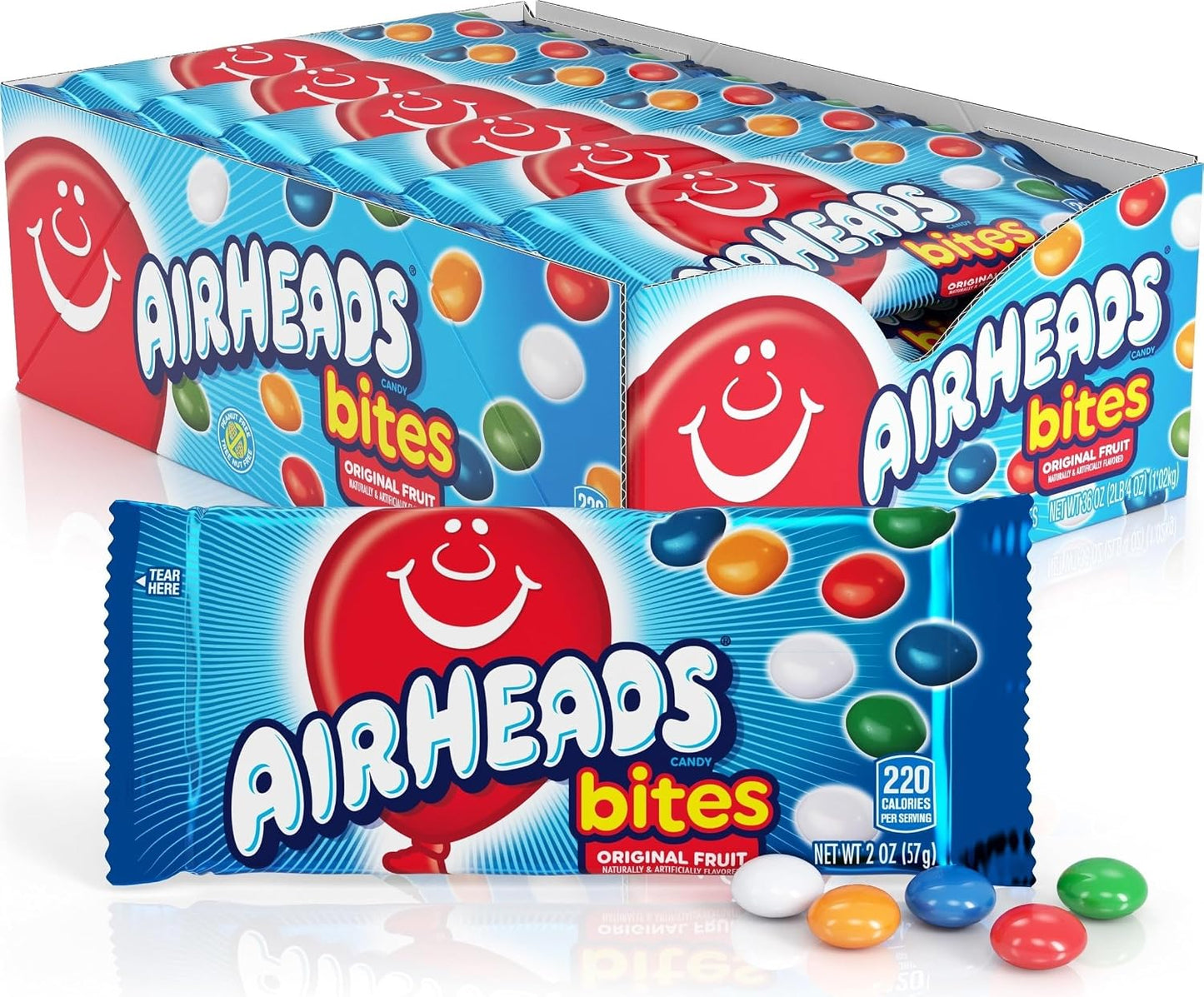 Airheads Candy Bites, Assorted Fruit Flavors, 2 Ounces (18-Pack) 