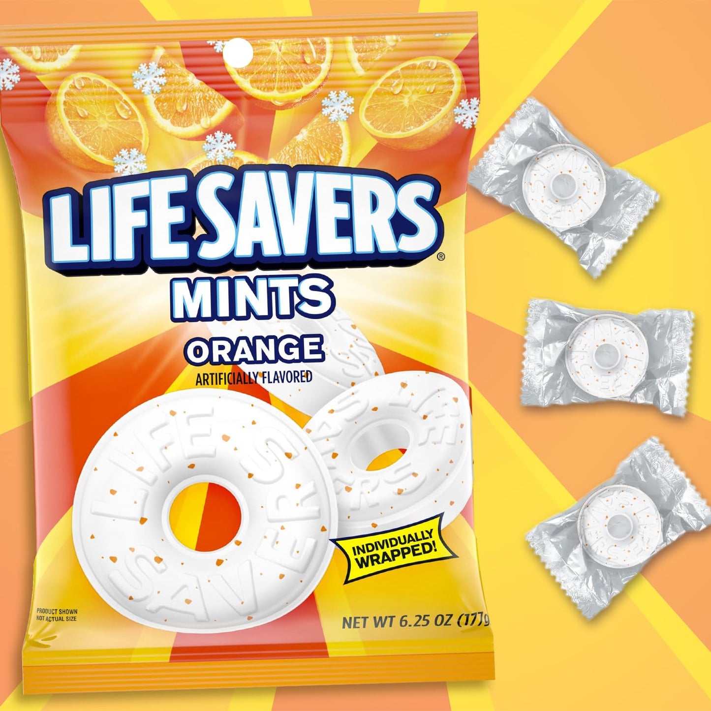Life Savers Orange Mints, 6.25 Ounces (12 Hard Candy Bags)