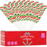 Holiday Twist Lollipops (12 Count) – Red, White & Green, Individually Wrapped, Gluten-Free, Vegan, Dairy-Free Christmas Candy