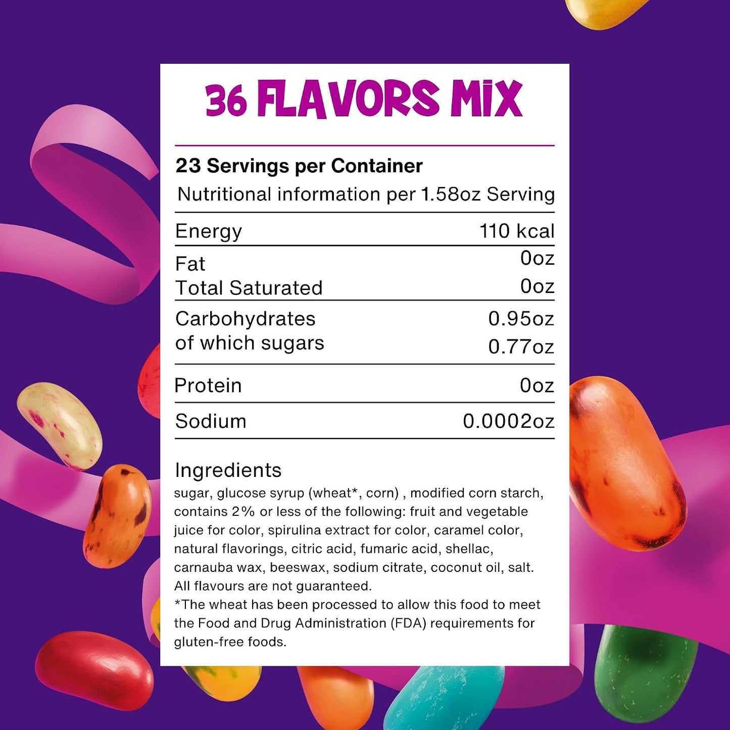 The Jelly Bean Planet, Gourmet Jelly Beans Bulk 25 Oz Jar - 36 Natural Fruit Flavors