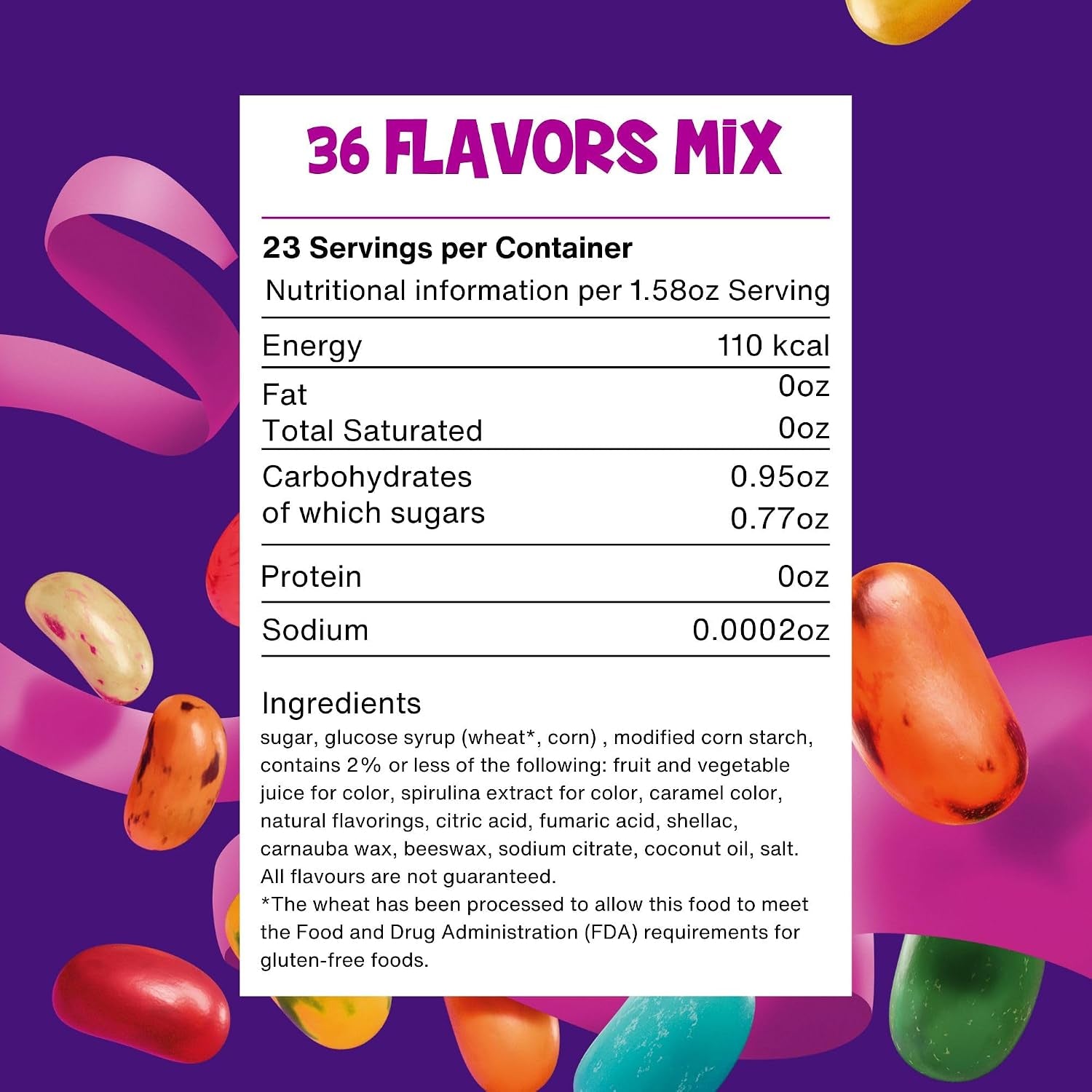 The Jelly Bean Planet, Gourmet Jelly Beans Bulk 25 Oz Jar - 36 Natural Fruit Flavors
