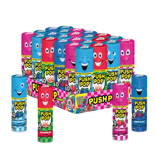 Push Pop Candy Lollipops - Individually Wrapped Variety Candy Party Pack - 24 Count
