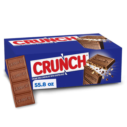 CRUNCH Full-Size Candy Bar, Creamy Milk Chocolate with Crunchy Crisped Rice, 36 Individually Wrapped Bars