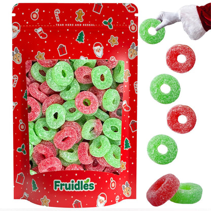 Fruidles Christmas Red and Green Jelly Wreaths Gummy, Gluten-Free, Fun & Festive Holiday Gummies Snacking (1 Pound)