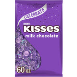 HERSHEY'S KISSES Milk Chocolate Candy Bulk Bag, Purple Foils, 60 Oz