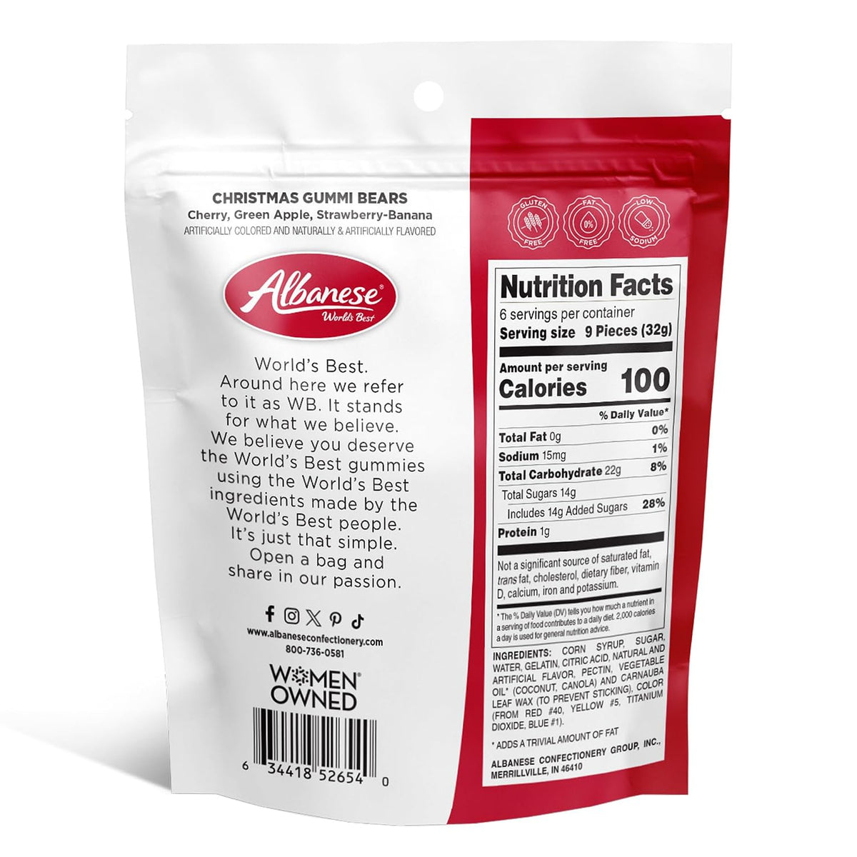 Albanese Christmas Gummi Bears 7 Ounce Bag of Candy, Perfect Christmas Treat & Gift