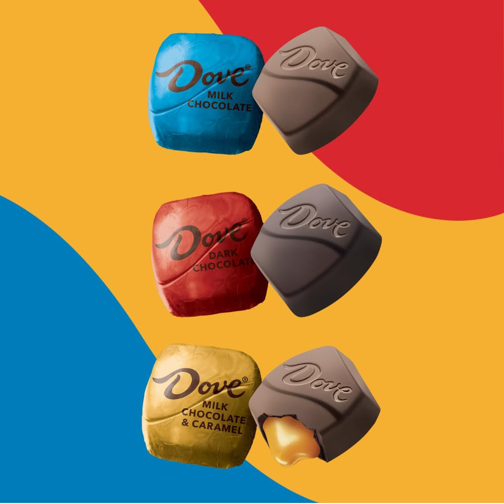 DOVE PROMISES Milk Chocolate, Dark Chocolate and Milk Chocolate & Caramel Assorted Chocolate Candy, 136 Ct Bulk Bag