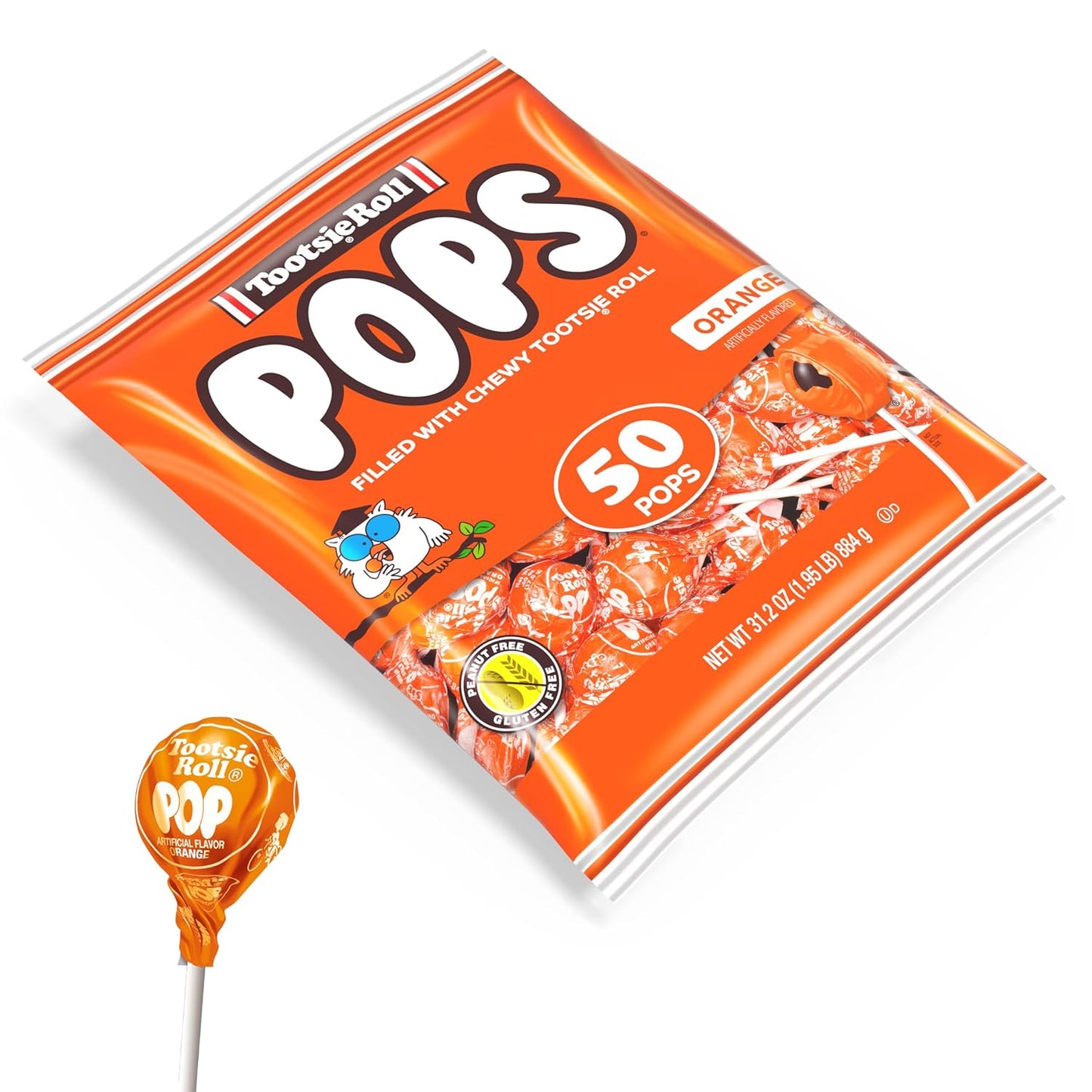 Tootsie Pops Orange Flavored Lollipops, 50 Count, 1.95Lb (Pack of 1)