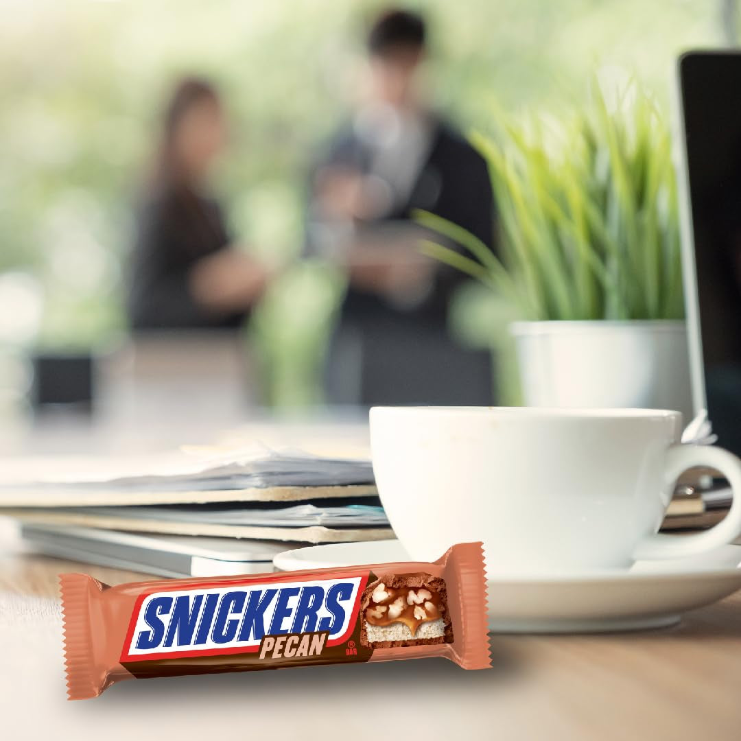 SNICKERS Pecan Milk Chocolate Candy Bars, Full Size, Bulk Box, 24 Pack