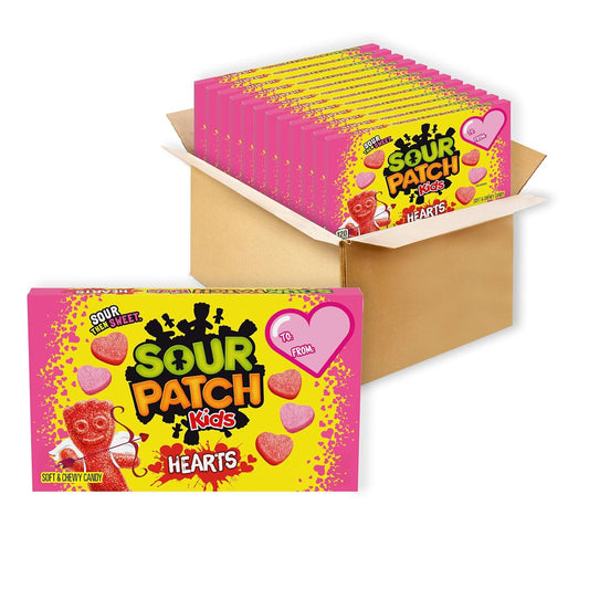 SOUR PATCH KIDS Soft & Chewy Gummy Valentine'S Day Candy Hearts, 12 Boxes