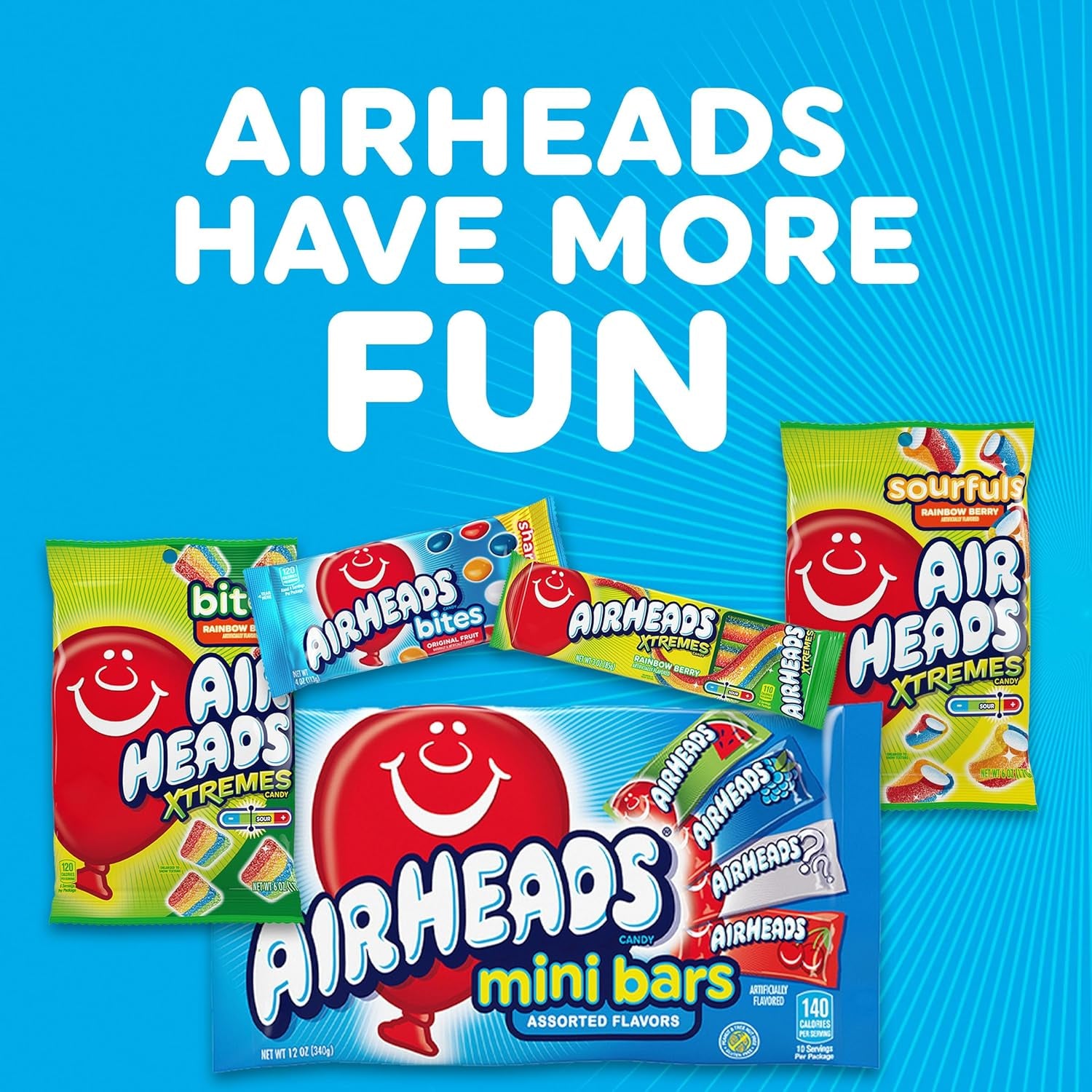 Airheads Candy Bites, Assorted Fruit Flavors, 2 Ounces (18-Pack) 