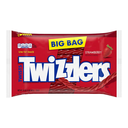 TWIZZLERS Twists Strawberry Flavored Licorice Style, Chewy Candy Big Bag, 32 Oz