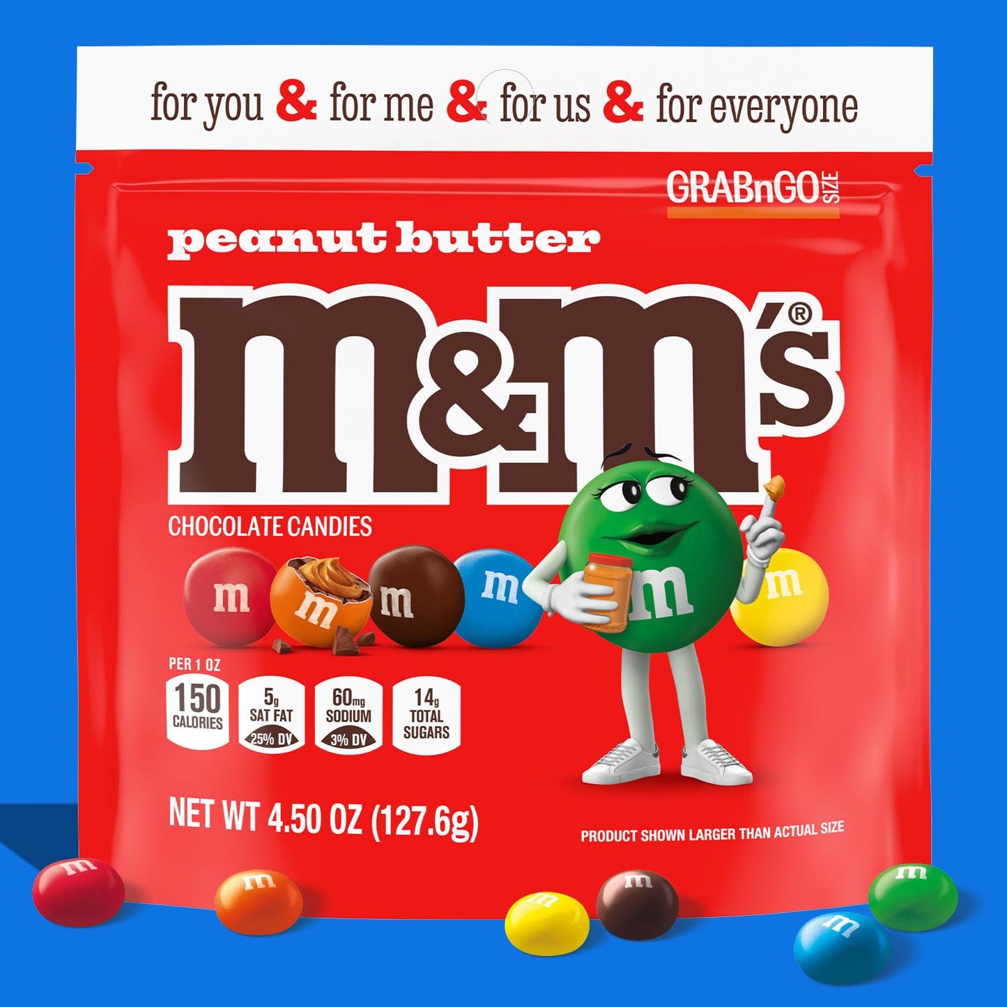 M&M'S Milk Chocolate Peanut Butter Candy, Grab N Go 4.5 Oz Bag 