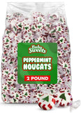 Bulk Christmas Peppermint Nougats 2 Lb Pack - Soft Chewy Mint Candy with Green Christmas Tree Center - (Approx 110 Pieces)