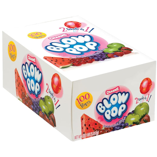 Charms Blow Pop Lollipops - Individually Wrapped Dual Candy and Gum Suckers - 100 Count (4 Lb 1 Oz.)