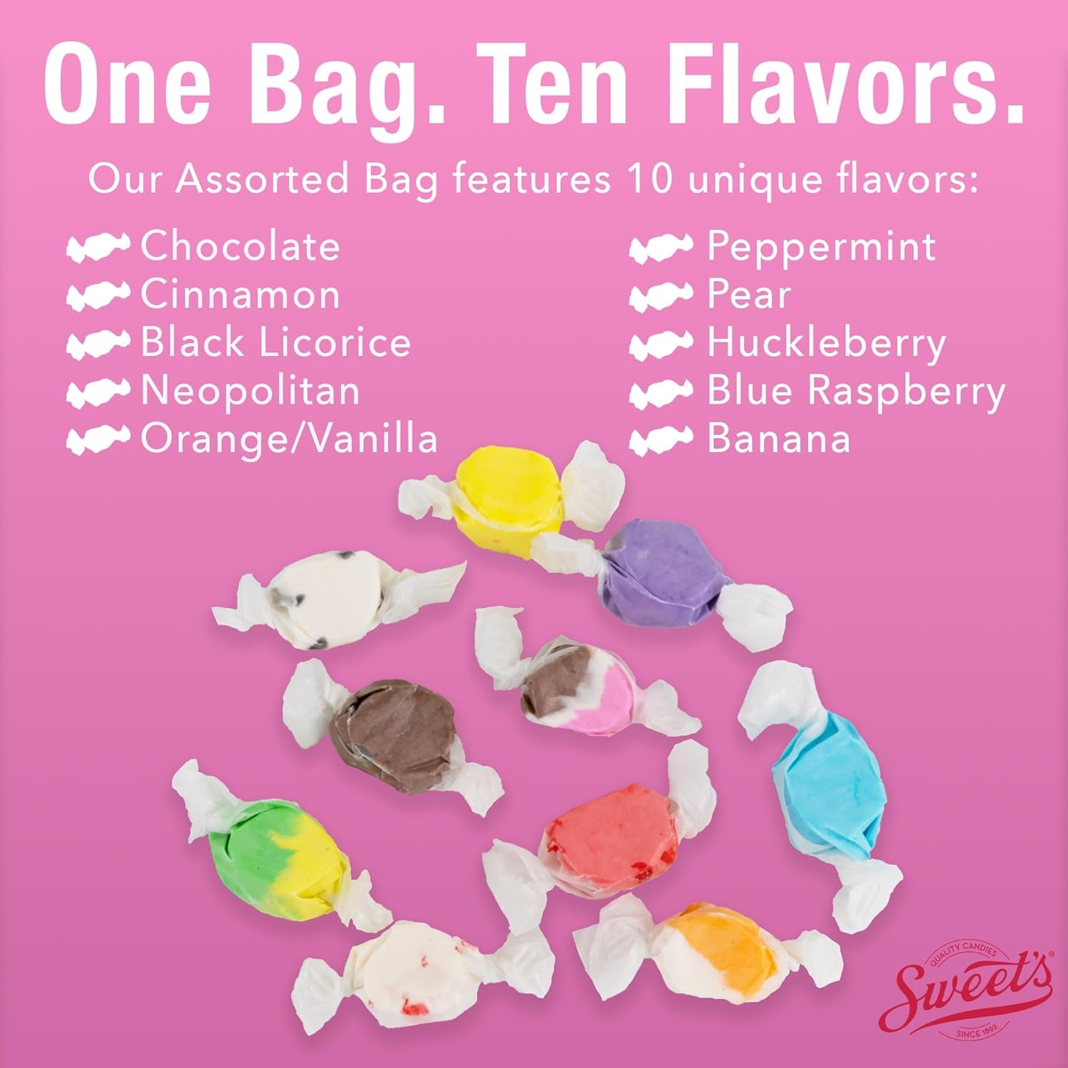 Sweet Candy Company Salt Water Taffy Individually Wrapped - 3 Lb Bag