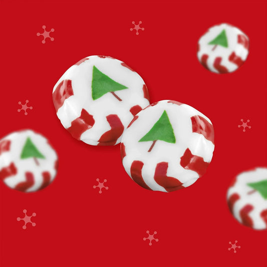 Bulk Christmas Peppermint Nougats 2 Lb Pack - Soft Chewy Mint Candy with Green Christmas Tree Center - (Approx 110 Pieces)