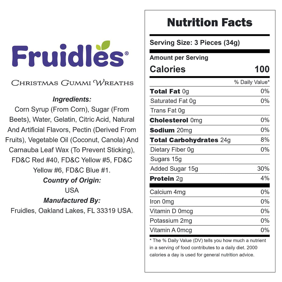 Fruidles Christmas Gummi Wreaths, Delicious Gummy Candy, Fun and Festive Holiday Snacking (Half-Pound)