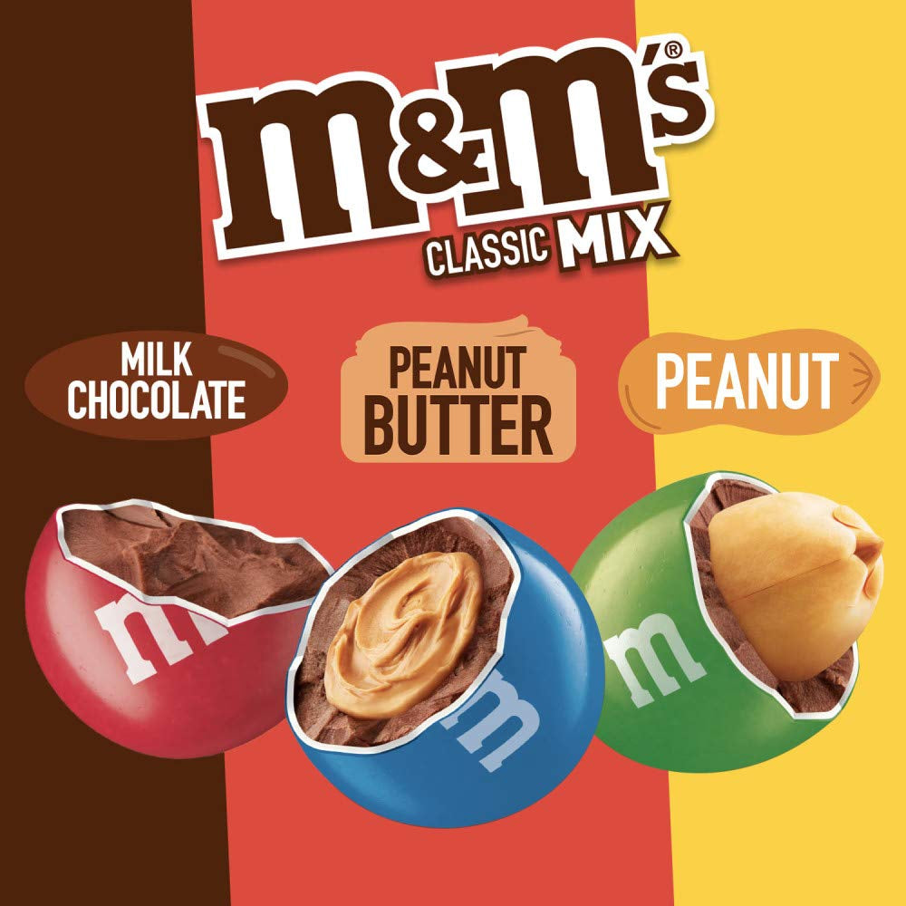 M&M'S Milk Chocolate Candy Variety Pack, Bulk Candy Individually Wrapped 18, Full Size 2.5 Oz Bags