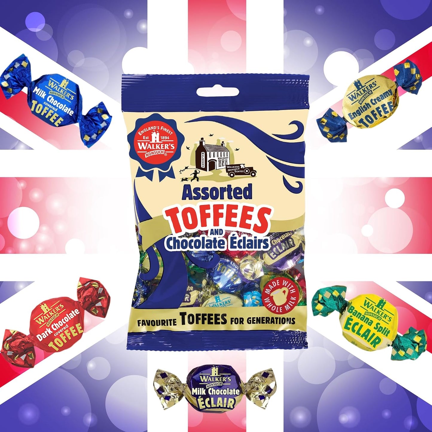 Walkers' Nonsuch Assorted Toffees & Chocolate Éclairs 5.29 Oz (150G)