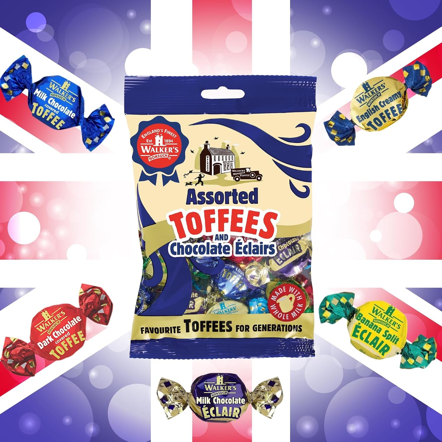 Walkers' Nonsuch Assorted Toffees & Chocolate Éclairs 5.29 Oz (150G)