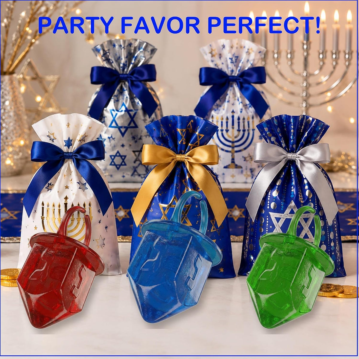 Hanukkah Dreidel Ring Shape Candy Lollipop Dreidels Assorted 18 Pops