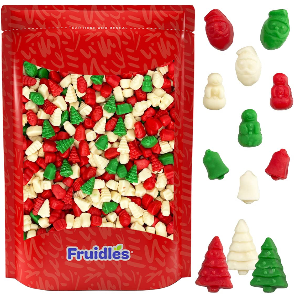 Fruidles Christmas Mello Cremes Gummi Bears Candy Sweet Confection Candies, Traditional Old Fashioned, Vegan, Gluten-Free (2 Pounds)
