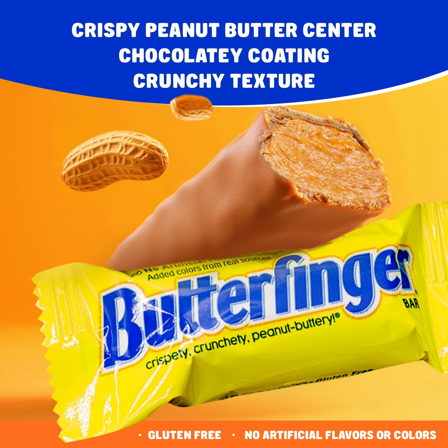 Butterfinger Candy Bars 1 Lb – anti Melt Pack, Individually Wrapped, Bulk Resealable Bag, Fun Size