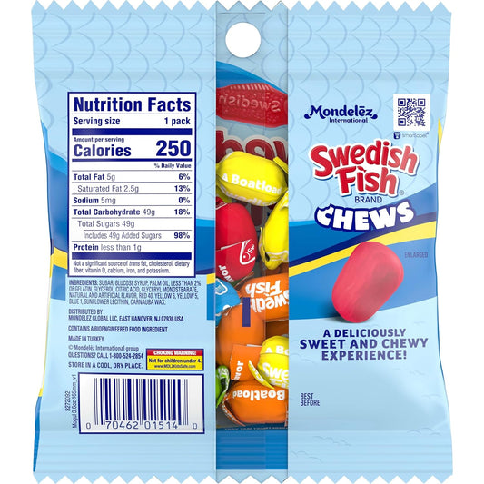 SWEDISH FISH Chews Soft & Chewy Candy, Bulk Candy, 12-2.12 Oz Bags