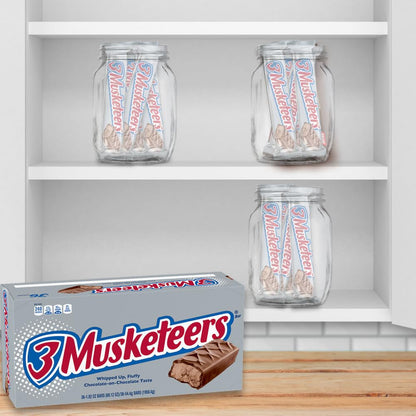 3 MUSKETEERS Milk Chocolate Candy Bars, Full Size, 36 Ct Bulk Candy Box