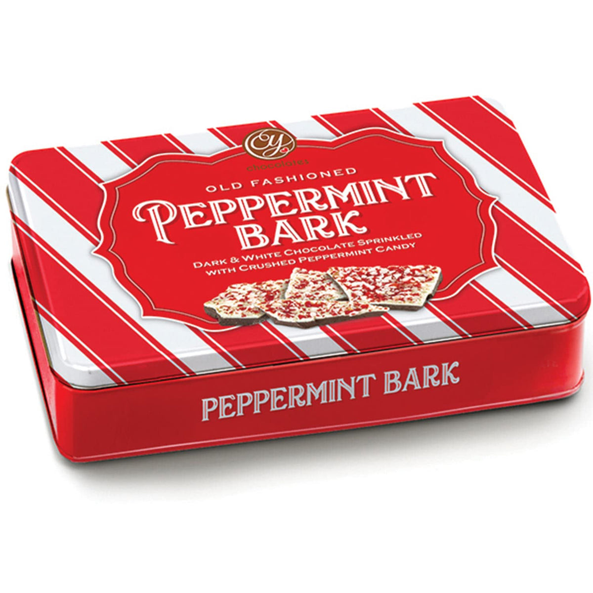 A Gift inside CY Chocolates Peppermint Bark Gift Tin - Handmade Chocolate Peppermint Bark with Dark & White Chocolate, Christmas Peppermint Candy, Gourmet Chocolate Peppermint Gift for Holidays